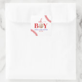 Baseball Oh Boy Red White Baby Dusche Quadratischer Aufkleber (Tasche)