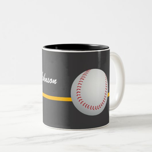 Baseball on a dark gray Background personalize Zweifarbige Tasse (VorderseiteRechts)