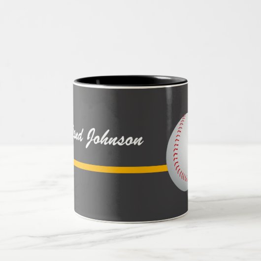 Baseball on a dark gray Background personalize Zweifarbige Tasse (Mittel)