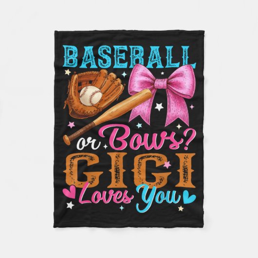 Baseball Or Bows Gigi Loves You Gender Reveal Baby Fleecedecke (Vorderseite)