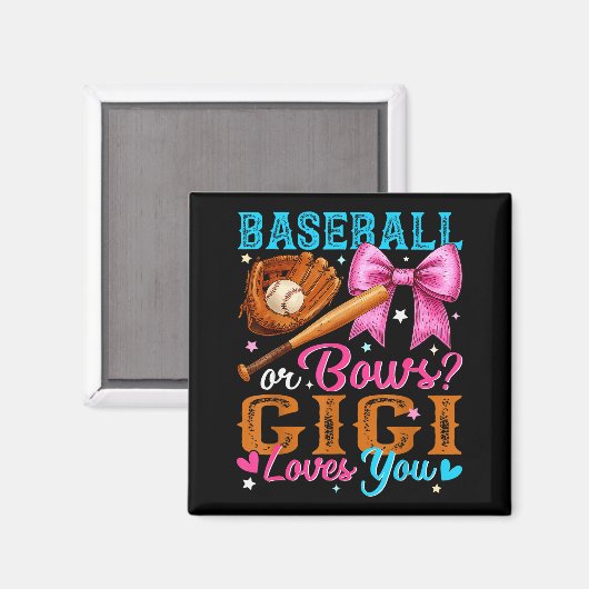 Baseball Or Bows Gigi Loves You Gender Reveal Baby Magnet (Vorderseite/Rückseite)