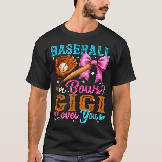 Baseball Or Bows Gigi Loves You Gender Reveal Baby T-Shirt (Vorderseite)