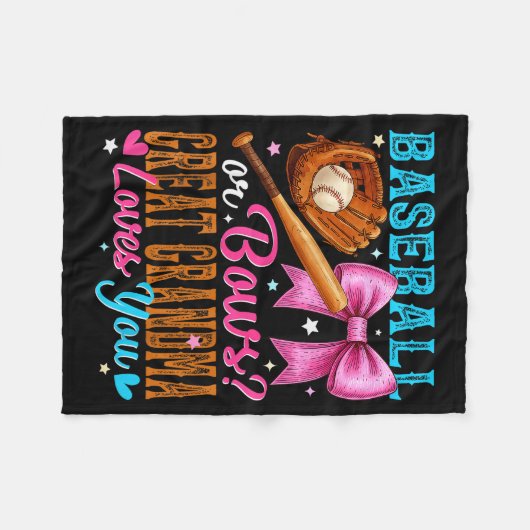 Baseball Or Bows Great Grandma Loves You Gender Re Fleecedecke (Vorderseite (Horizontal))