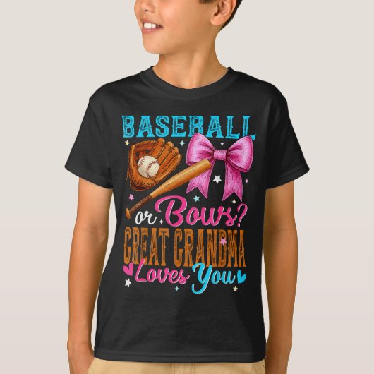 Baseball Or Bows Great Grandma Loves You Gender Re T-Shirt (Vorderseite)