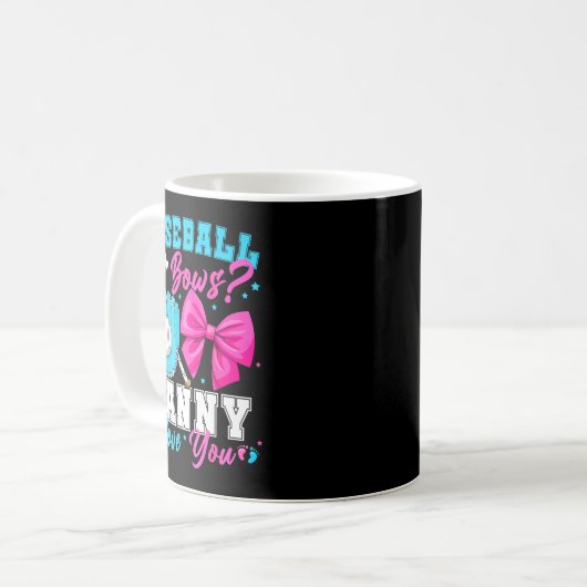 Baseball Or Bows Nanny Loves You Gender Reveal Fam Kaffeetasse (Vorderseite Links)