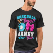 Baseball Or Bows Nanny Loves You Gender Reveal Fam T-Shirt (Vorderseite)