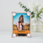 Baseball Orange & Black Abschluss Ankündigungspostkarte (Stehend Vorderseite)