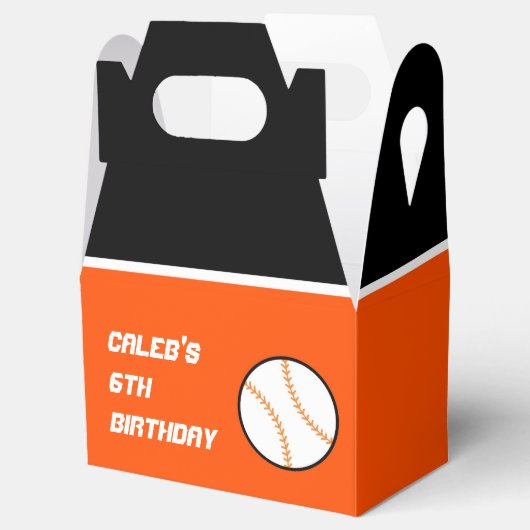 Baseball Orange & Black Birthday Party Gefälligkei Geschenkschachtel (Geöffnet)