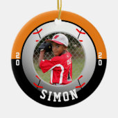 Baseball Orange Black Team Colors Keramik Ornament (Vorne)