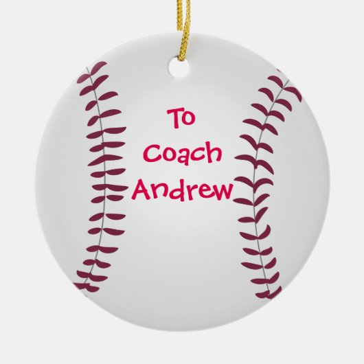 Baseball-Ornament Personalisiert für Trainer oder  Keramik Ornament (Vorne)