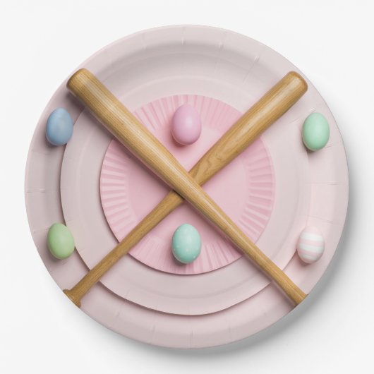 Baseball Ostern Thema Pappteller (Vorderseite)