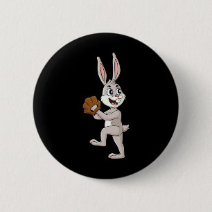 Baseball Ostertag Rabbit Pitcher Boys Girls Kinder Button