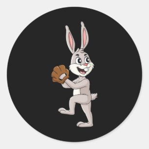 Baseball Ostertag Rabbit Pitcher Boys Girls Kinder Runder Aufkleber