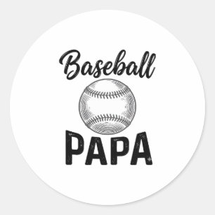 Baseball Papa Vintage Gravur Shirt Design_1 Runder Aufkleber