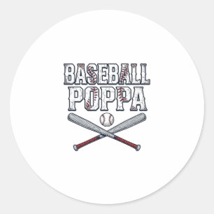 Baseball Papa Vintage Gravur Shirt Design_1 Runder Aufkleber