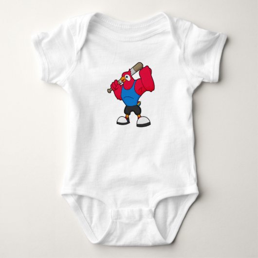 Baseball-Papagei Baby Strampler (Vorderseite)