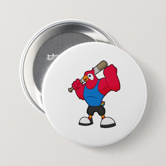 Baseball-Papagei Button (Vorne & Hinten)