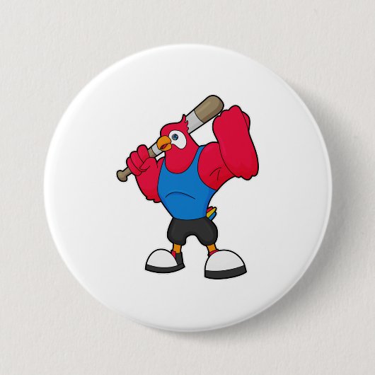 Baseball-Papagei Button (Vorderseite)