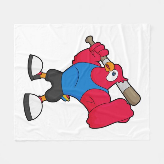 Baseball-Papagei Fleecedecke (Vorderseite (Horizontal))