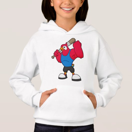 Baseball-Papagei Hoodie (Vorderseite)