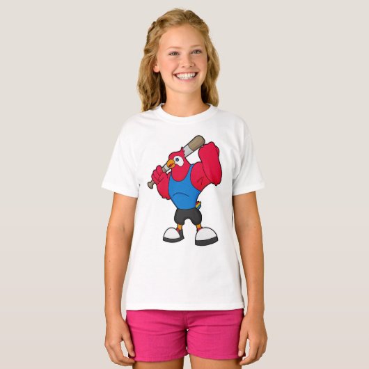 Baseball-Papagei T-Shirt (Vorne ganz)