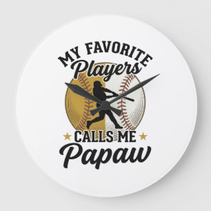 Baseball Papaw Lieblingsspieler Vintage-Shirt Desi Große Wanduhr