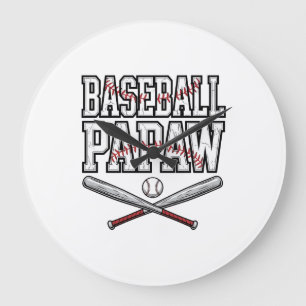 Baseball Papaw Vintage Engravingsdesign_1 Große Wanduhr