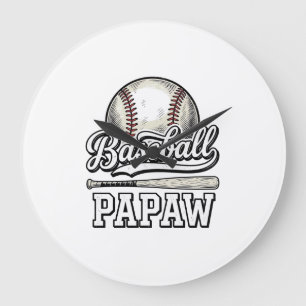 Baseball Papaw Vintage Gravur Shirt Design_1 Große Wanduhr