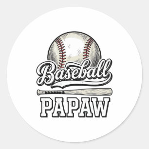 Baseball Papaw Vintage-Stickerei-Shirtdesign_1 Runder Aufkleber