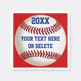 Baseball Paper Napkins 2 Textfelder, Team-FARBEN Serviette