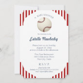 Baseball Park Stripes Babydusche Einladung (Vorderseite)