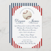 Baseball Park Stripes Wedding Einladung (Vorne/Hinten)