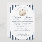 Baseball Park Stripes Wedding Einladung (Vorderseite)