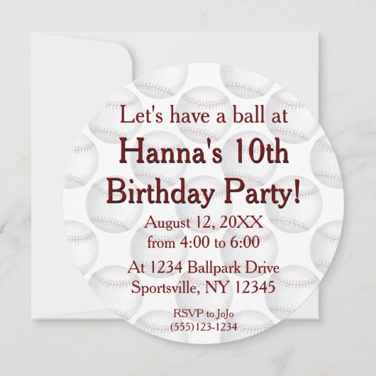 Baseball-Party Einladung (Rückseite)