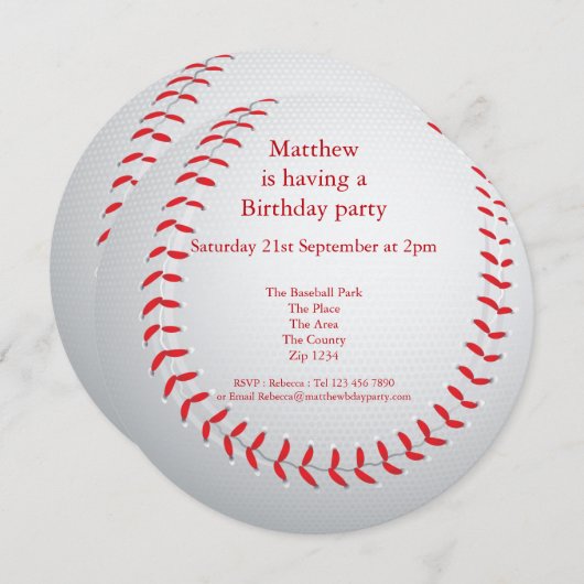 Baseball-Party Einladung (Vorne/Hinten)