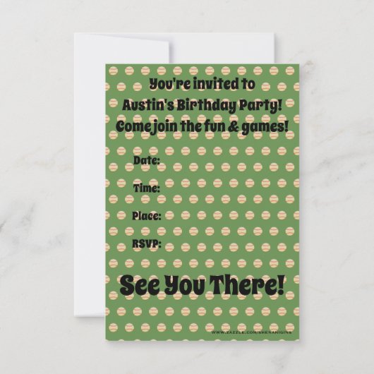 Baseball-Party Einladung (Rückseite)