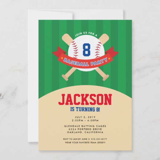 Baseball-Party Einladung (Vorderseite)