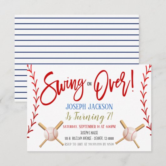 Baseball-Party Einladung (Vorne/Hinten)