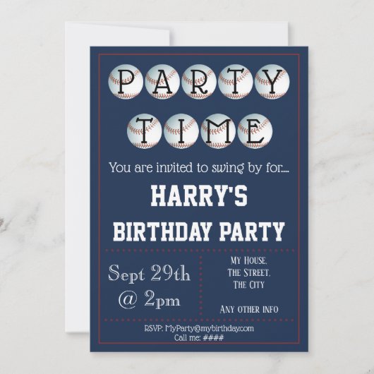 Baseball-Party Einladung bearbeitet (Vorderseite)