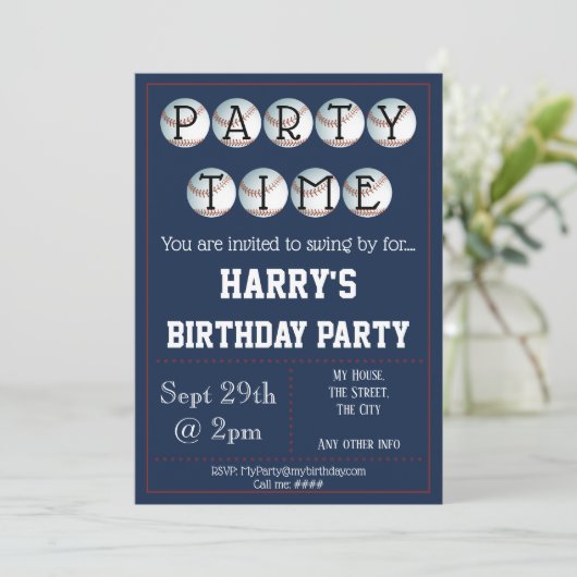 Baseball-Party Einladung bearbeitet (Stehend Vorderseite)