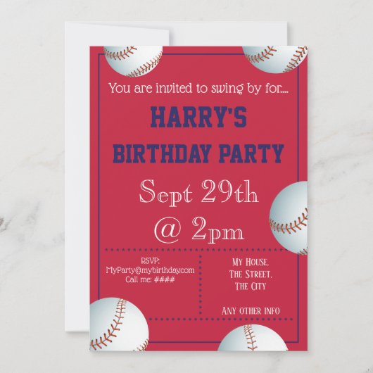 Baseball-Party Einladung bearbeitet (Vorderseite)