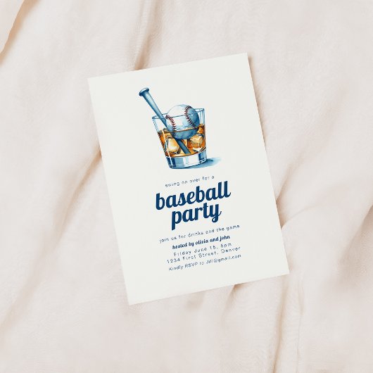 Baseball-Party Einladung mit Whiskey Glass