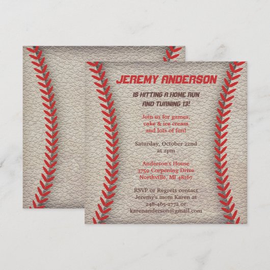 Baseball-Party Einladungen (Vorne/Hinten)