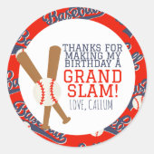 Baseball Party Favor Round Sticker (Vorderseite)