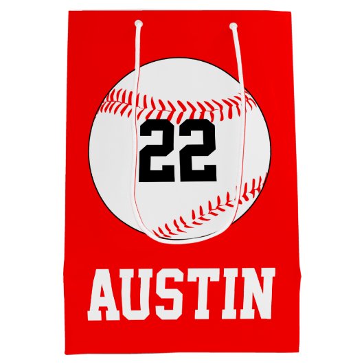 Baseball Party Player Name, Nummer, Farbtafel Mittlere Geschenktüte (Rückseite)
