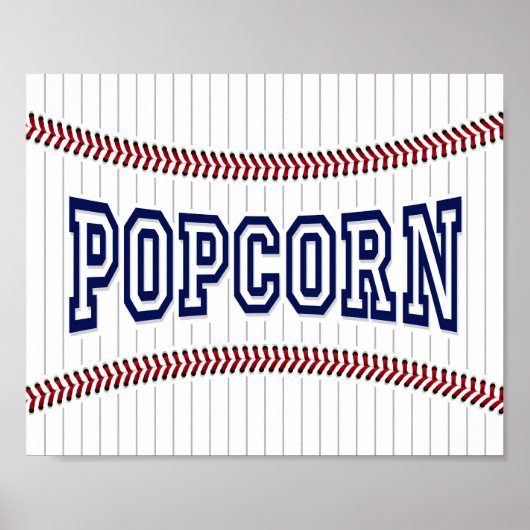 Baseball-Party POPCORN-Zeichen Poster (Vorne)