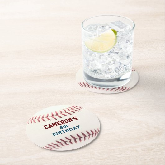 Baseball-Party Runder Pappuntersetzer (Vor Ort)