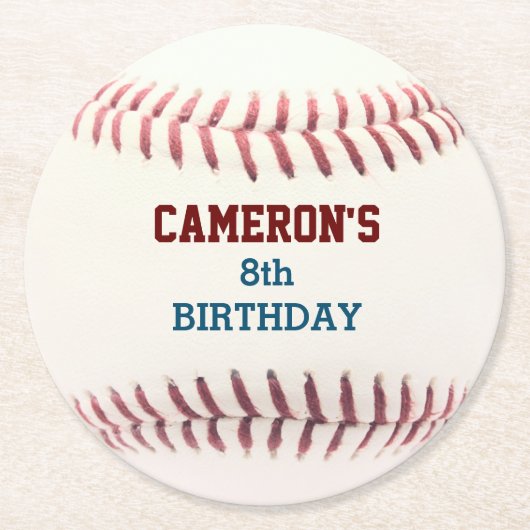 Baseball-Party Runder Pappuntersetzer (Vorderseite)