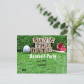 Baseball-Party Save the Date auf grünem Gras Postkarte (Stehend Vorderseite)