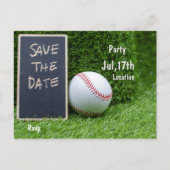 Baseball-Party Save the Date auf Kreidebrett Postkarte (Vorderseite)